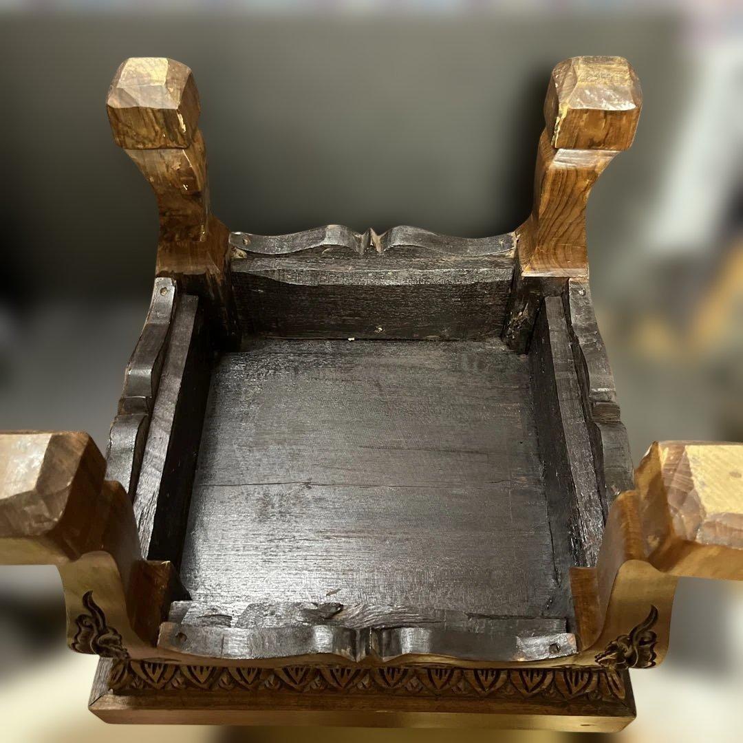 レトロ アジアン民芸 木彫り彫刻 サイドテーブル