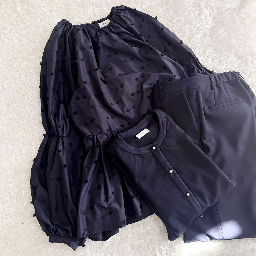 セレモニー服　ブラウス　パンツ　3点セット　ペプラム　フォーマル　美品 S