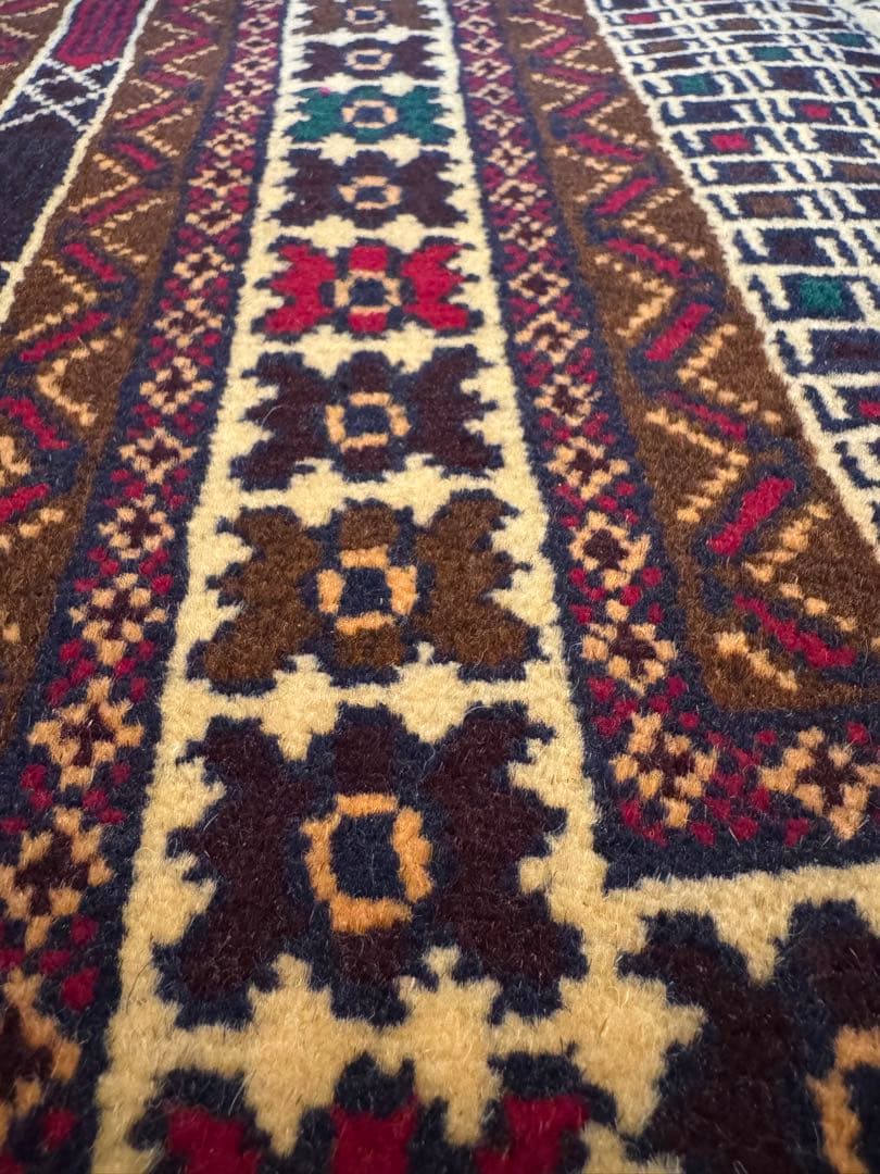 手織りダブルノット バルーチ族織トライバル絨毯　アフガンウール163×85cm