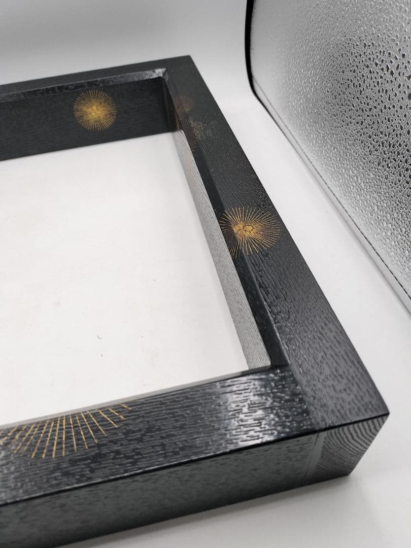 c935 炉縁 柿合 唐松蒔絵 紙箱 茶道具 古物