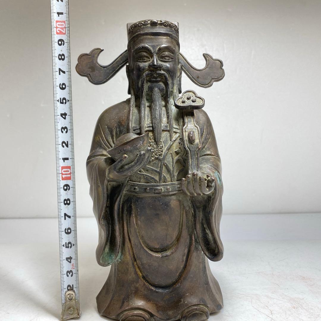 古銅 中国美術 極上彫 人物高さ約21cm 重さ2018g タニサ