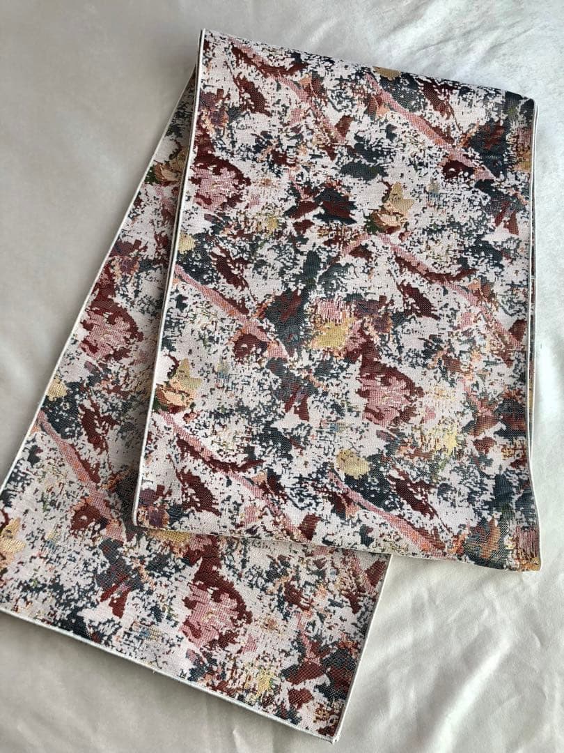 大人兵児帯　パレット　シェニールジャガードの長尺兵児帯　半幅帯