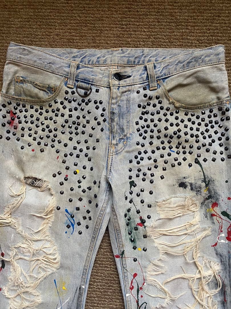 希少 NUMBER (N)INE 06SS ガンズ期 スタッズ ペイント デニム