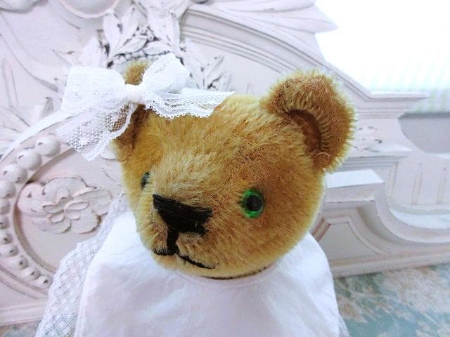 丁寧な造りの秀逸ベアさん■　アンティークベア　テディベア　■お供のパニエ