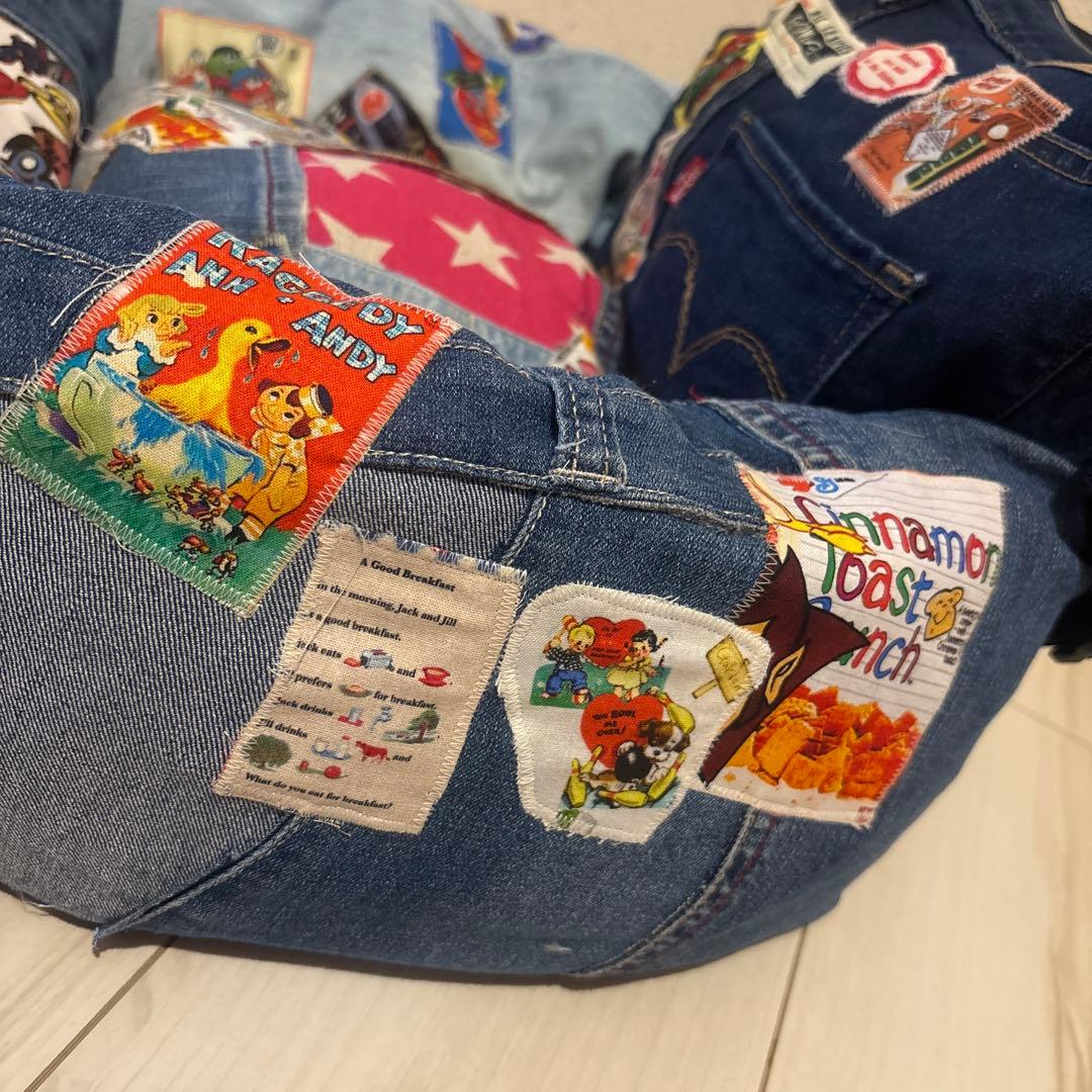 ハンドメイド　デニムリメイク ドライブベッド　ペットベッド