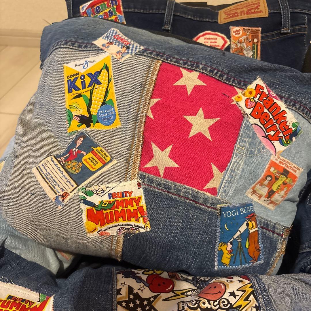 ハンドメイド　デニムリメイク ドライブベッド　ペットベッド