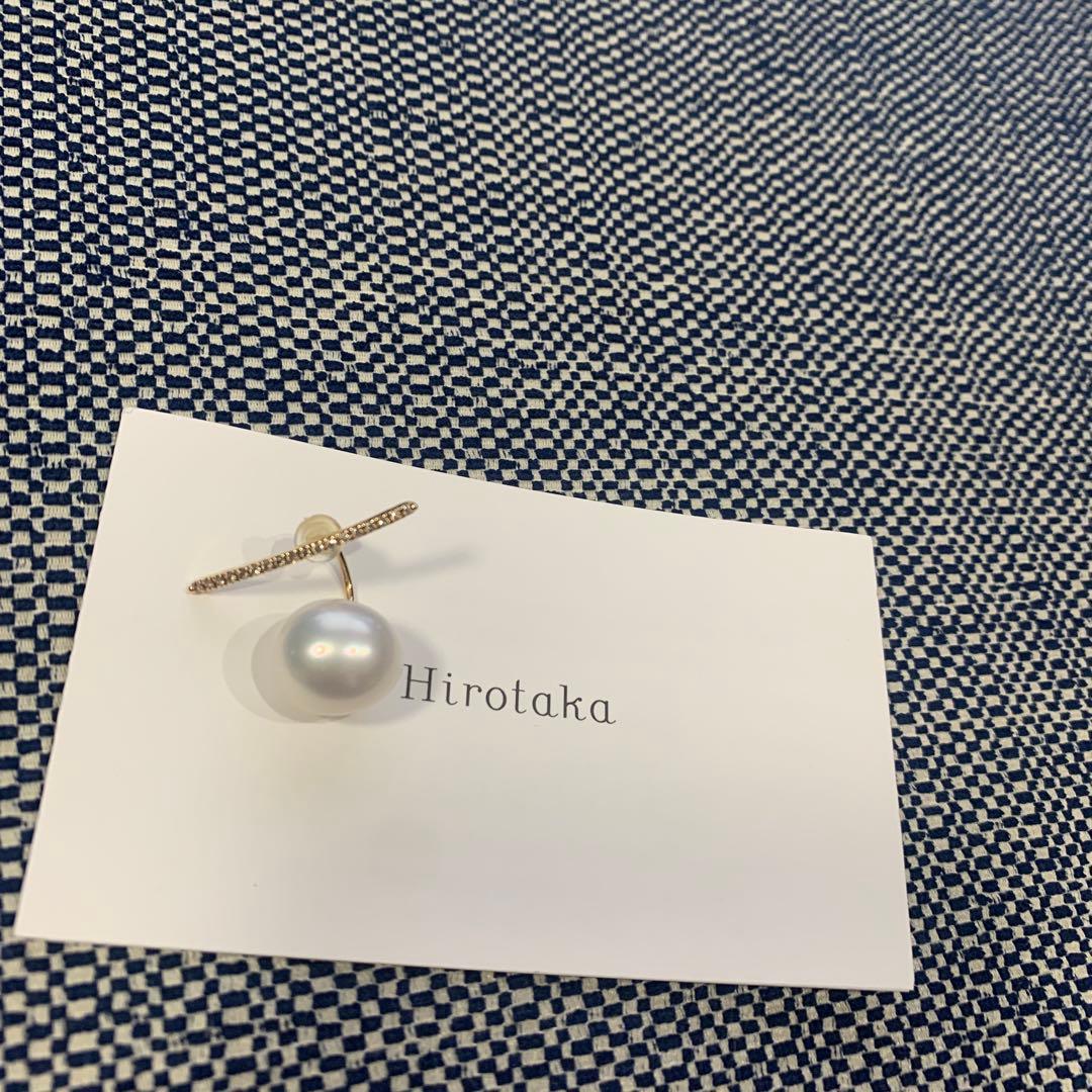 Hirotaka ヒロタカ　片耳　ピアス　パール　ダイヤモンドバー　ゴールド