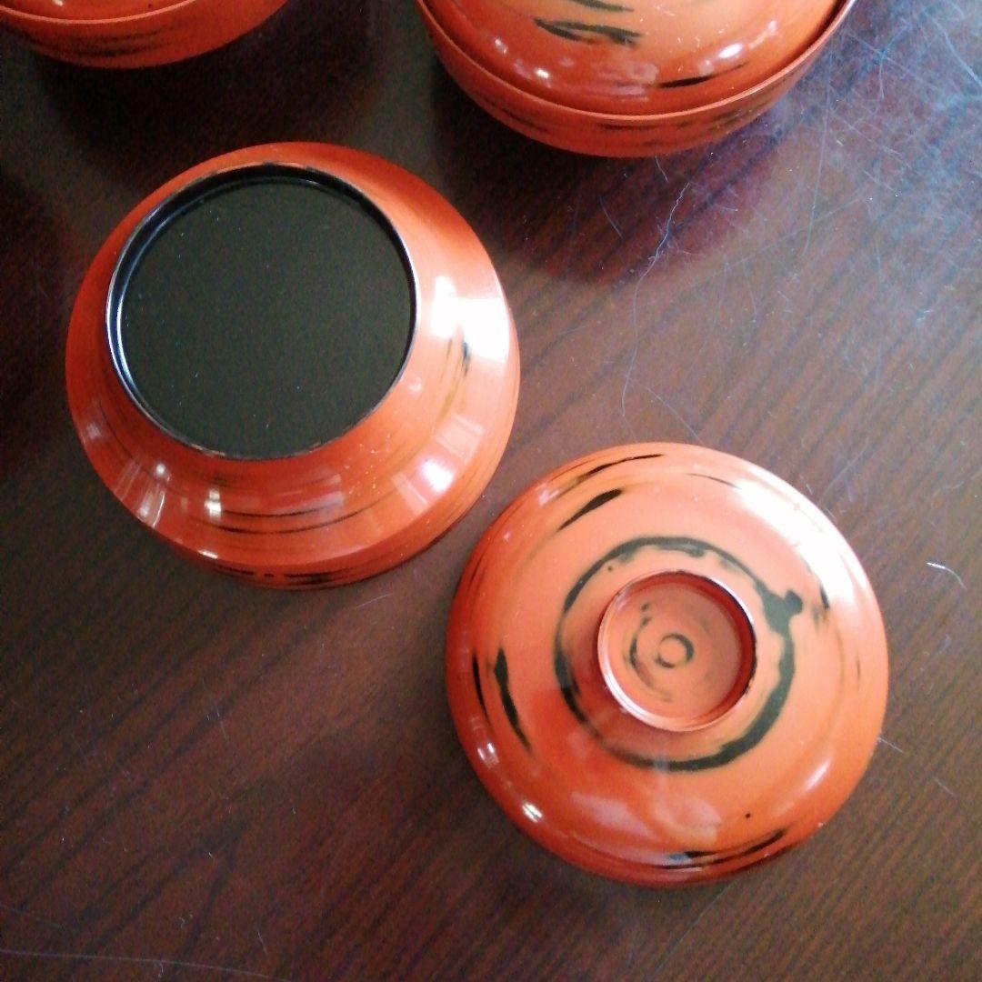 根来塗風蓋付吸物椀　10客　13.5cm　昭和中期