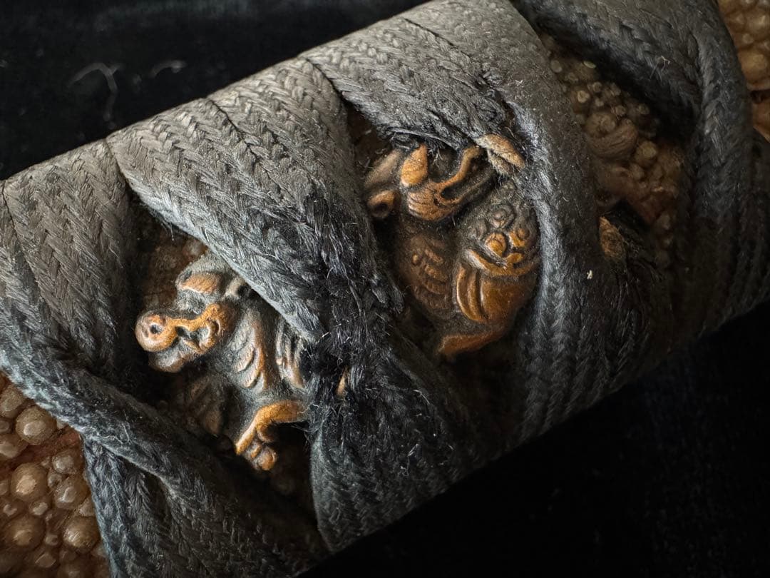 柄前 麒麟図 柄巻 日本刀 刀装具 骨董 古美術 江戸時代 時代物