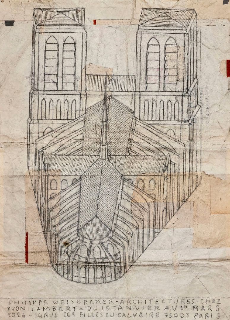 国内未入荷 Philippe Weisbecker ノートルダム大聖堂 ポスター