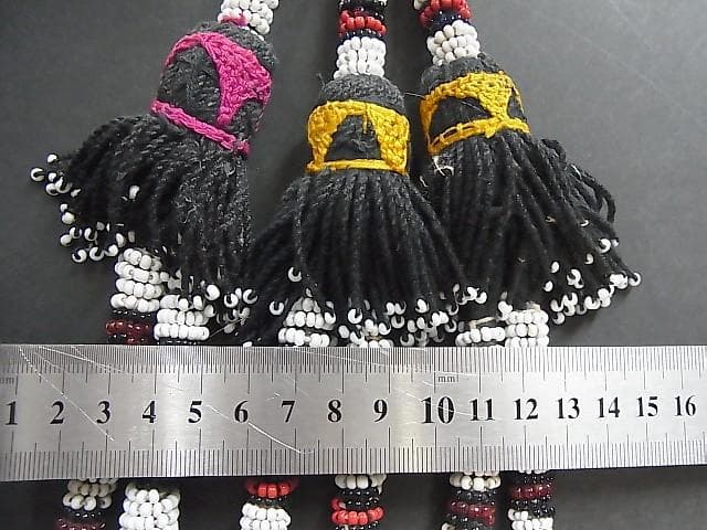 ★X1704★アンティーク　髪飾　ガラスビーズタッセル　アフガン遊牧民族