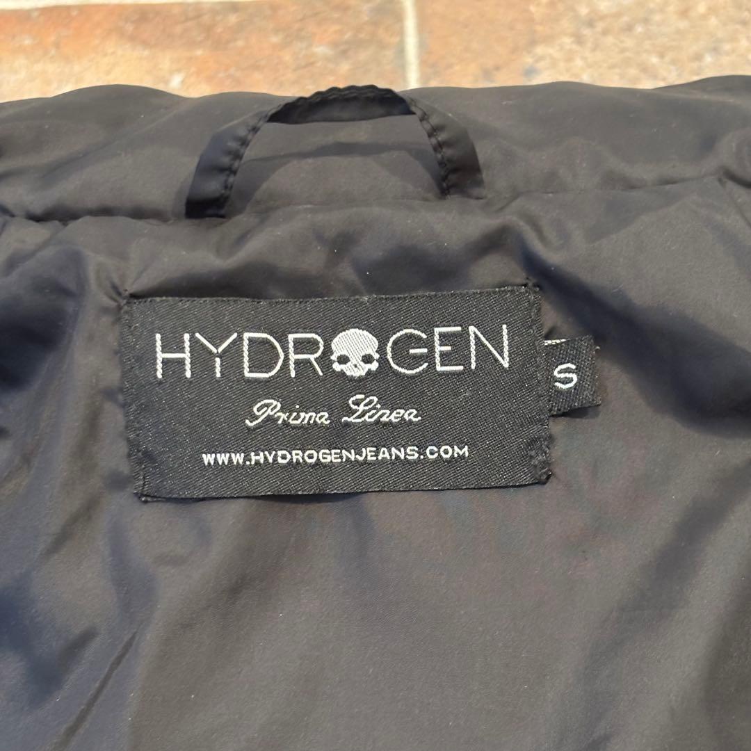 HYDROGEN ダウンベスト ジップアップ 迷彩柄 カモフラ ロゴ 刺繍 S