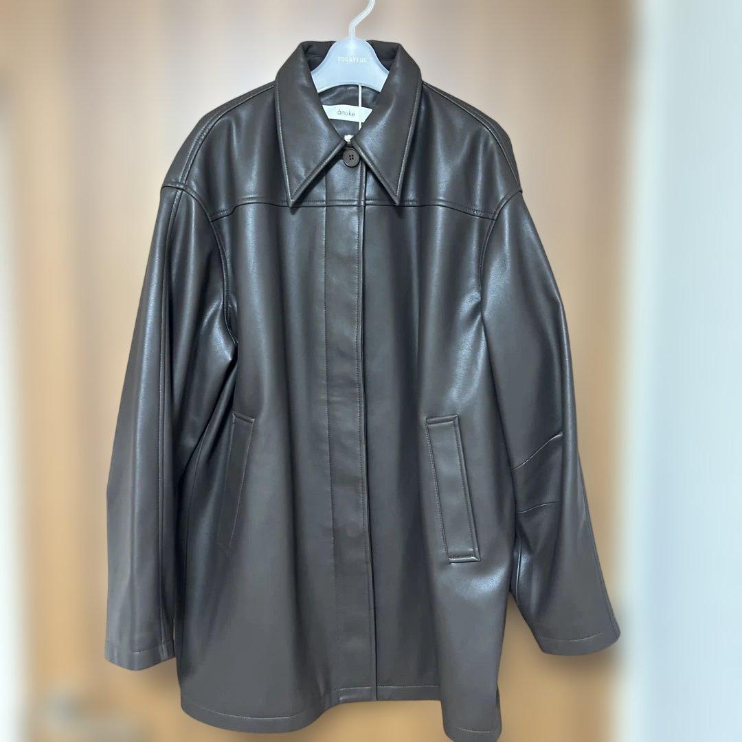 Ecoleather Over Jacket anuke ブラウン 38