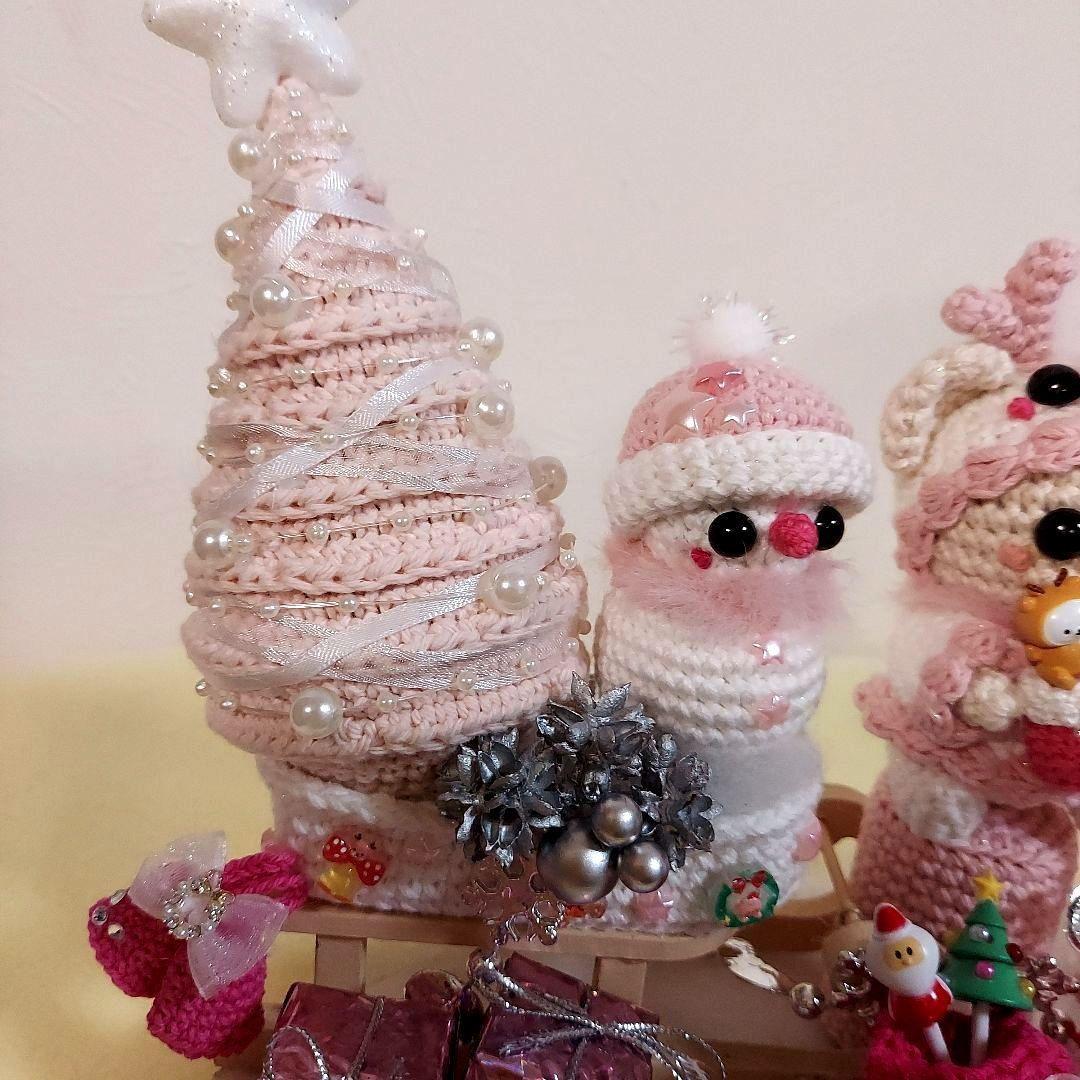 ハンドメイド　クリスマス　編みぐるみ　置物　インテリア　オブジェ