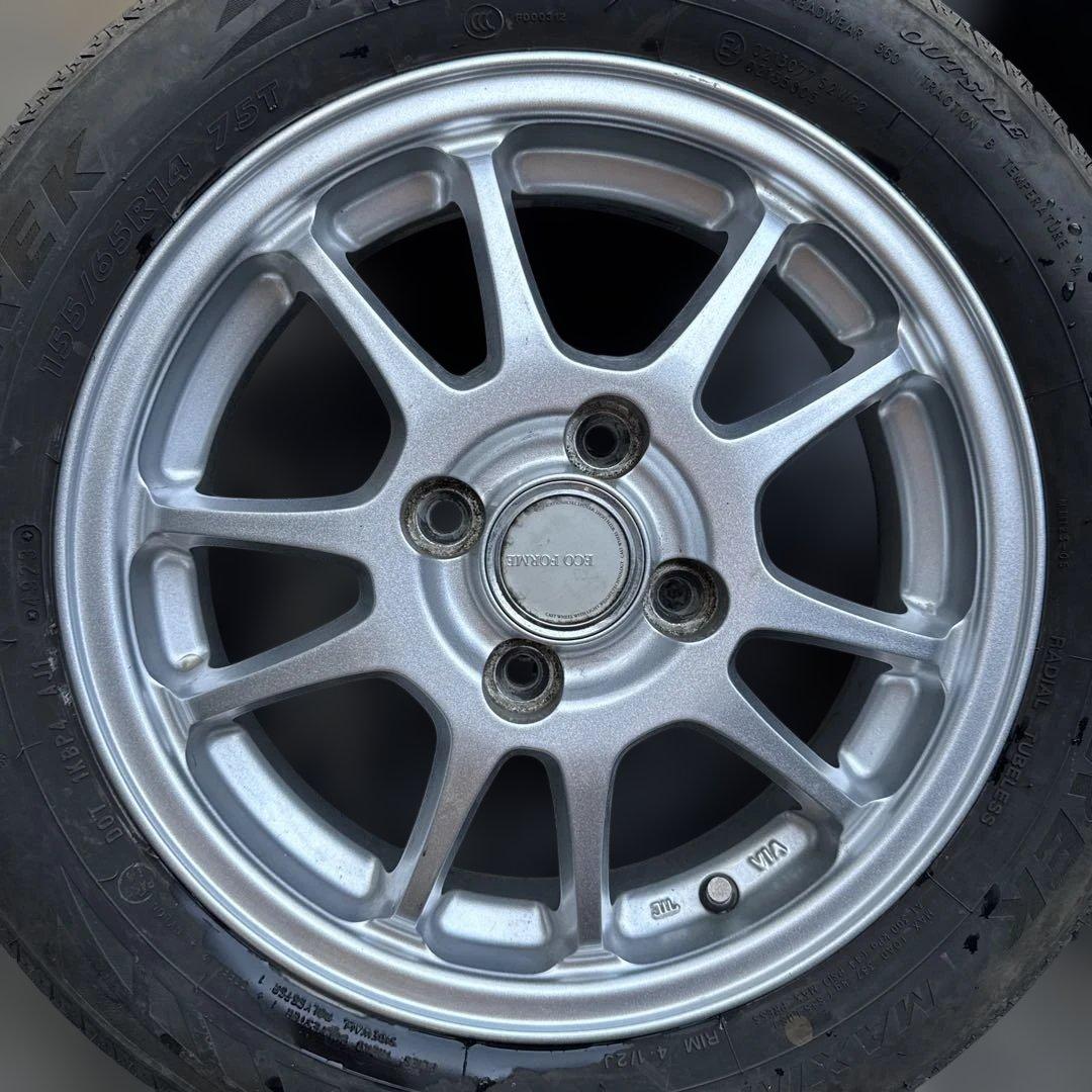 ①ボス サマータイヤ バリ溝 155/65R14 ホイール（A0414）