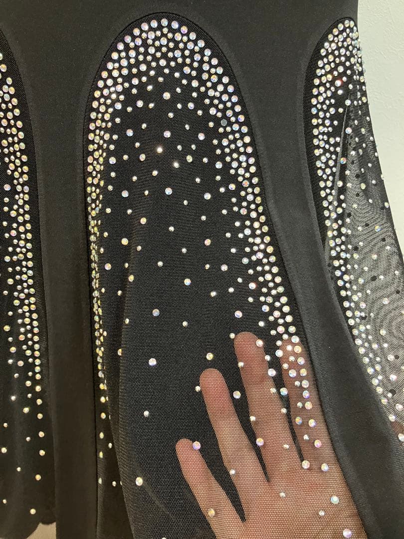 ブラック スパンコール ダンスウェア