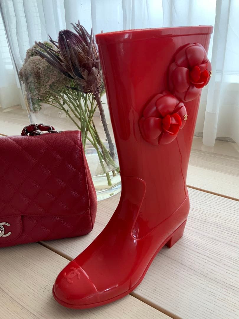 CAHNEL シャネル カメリア　長靴 レイン　ブーツ　廃盤　激レアSALE