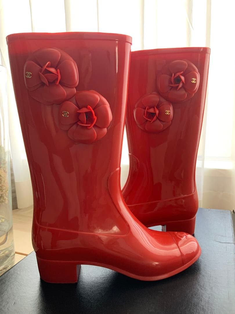 CAHNEL シャネル カメリア　長靴 レイン　ブーツ　廃盤　激レアSALE