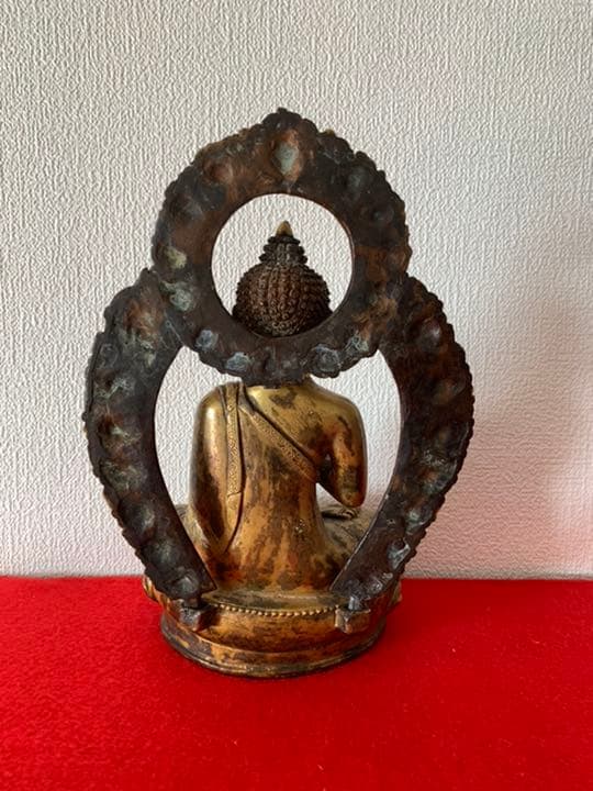 仏教美術 釈迦牟尼仏　鍍金仏　古銅　座像，東洋彫刻 木箱 XG3-10