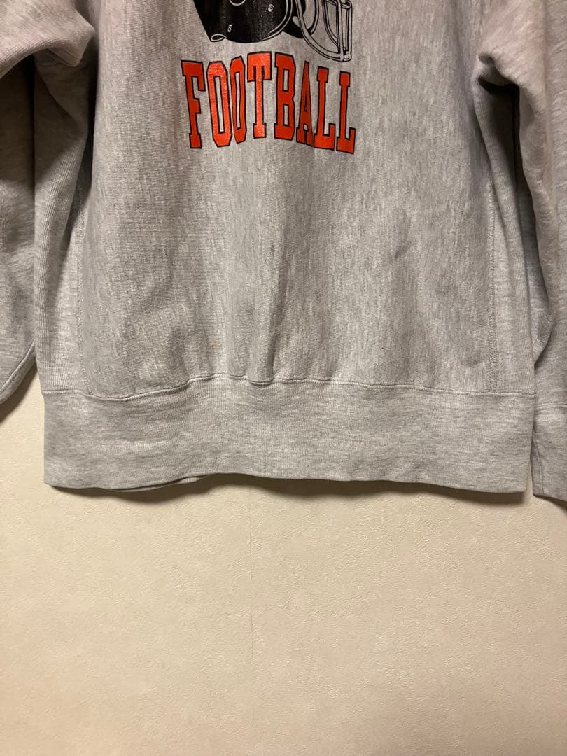 タグ無しチャンピオンリバースウィーブ　トレーナー3段プリント グレー