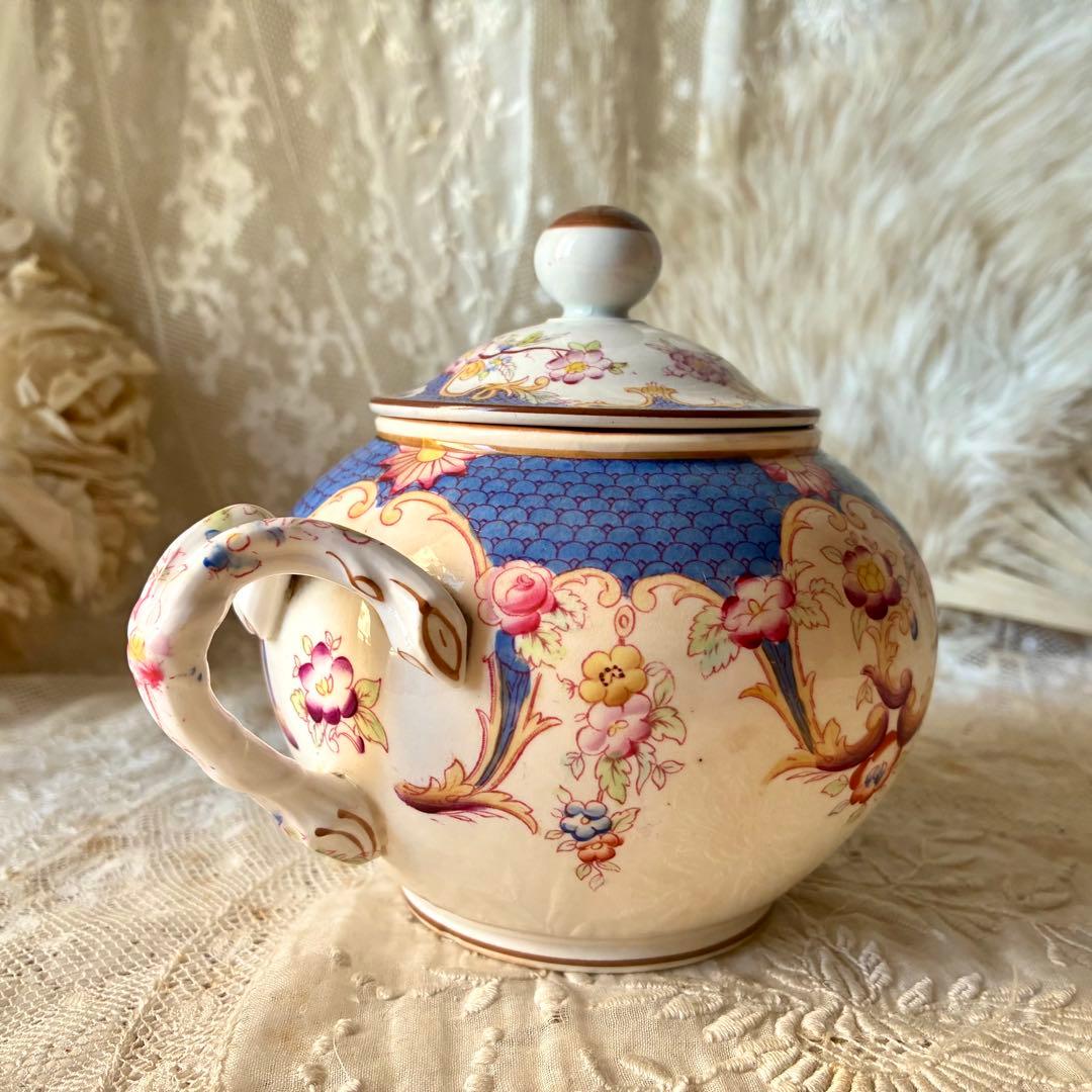 サルグミンヌミントンシュクリエ　ブルー青　シュガーポット　フランスアンティーク