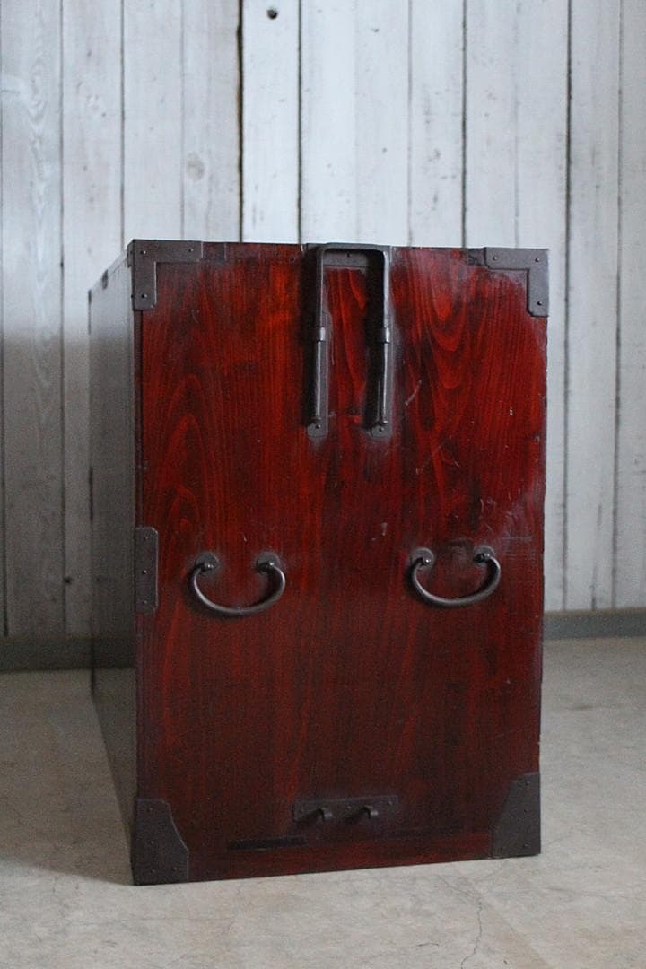 綺麗な丸金具庄内箪笥　3段　中桐　タンス　収納　古家具　古民家　時代家具