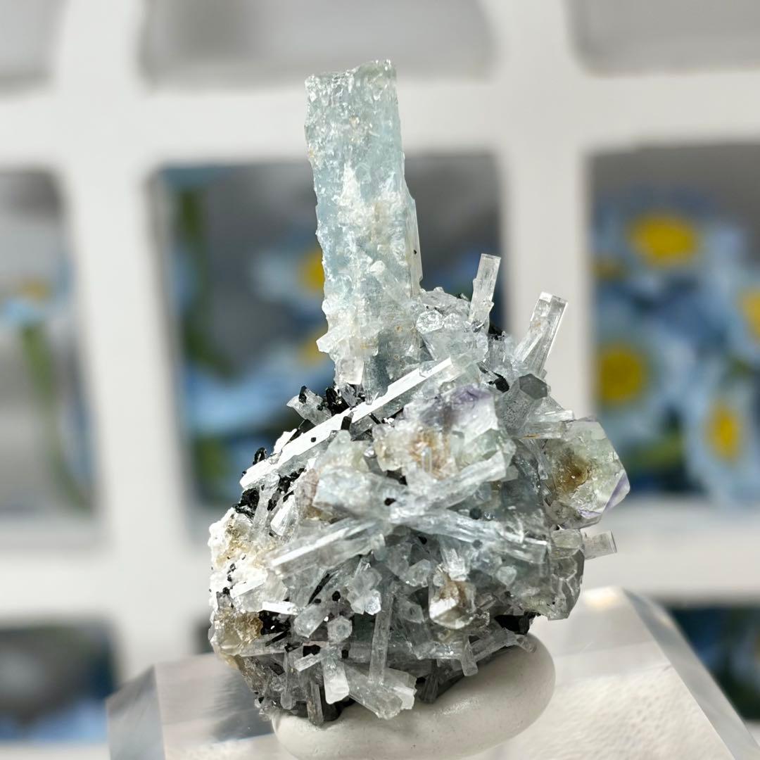 ベリル　アクアマリン　クラスター　鉱物標本　原石　天然石　ストーン　3種共生