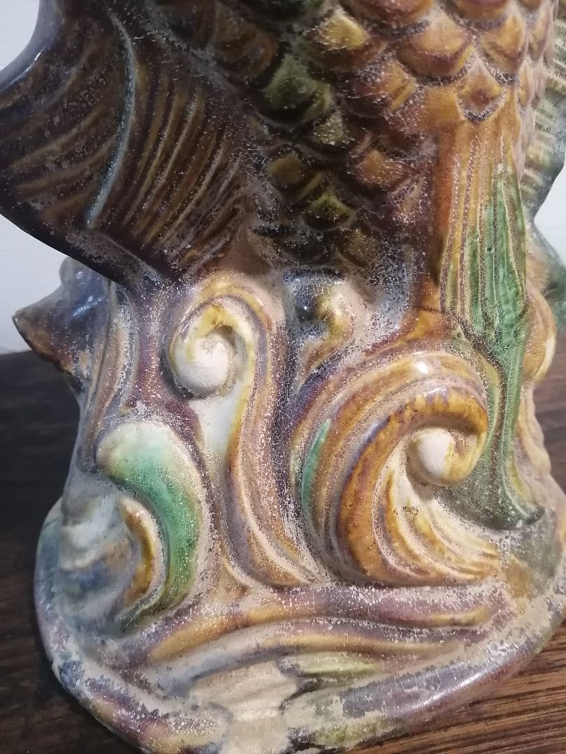 骨董品 中国骨董 三彩 唐子 魚 陶磁器