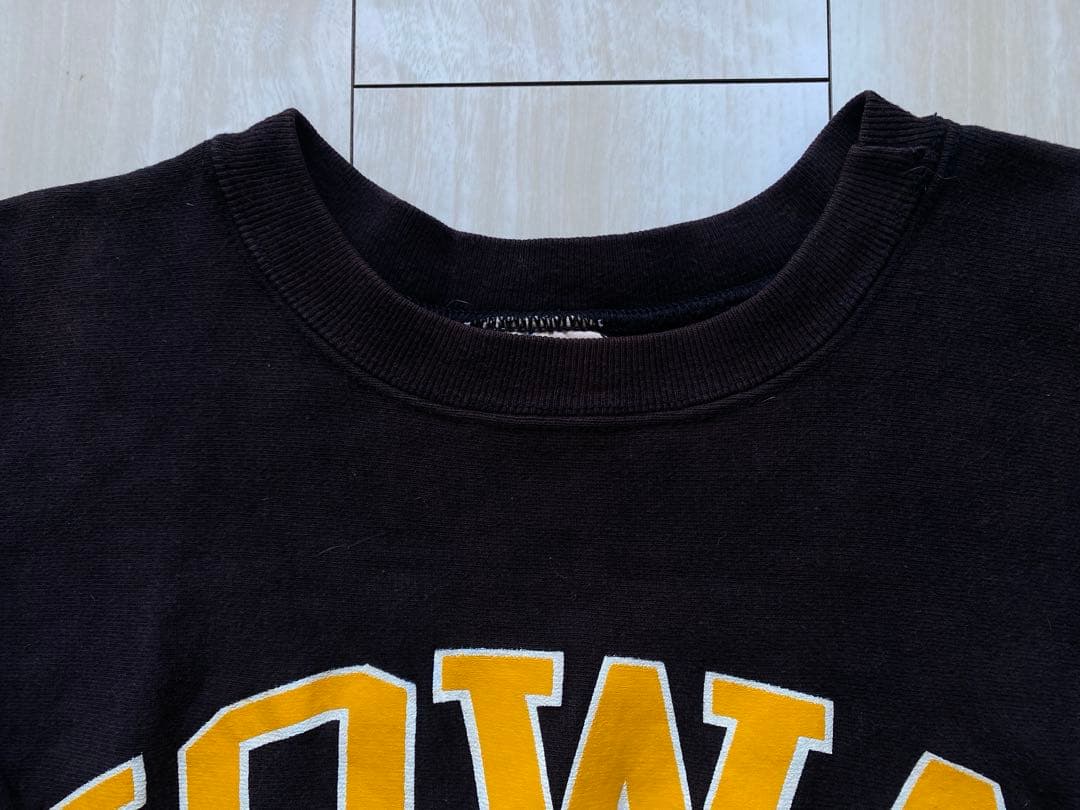 激レア80s USA製 リバースウィーブ ブラック 黒 IOWA 完全目無し