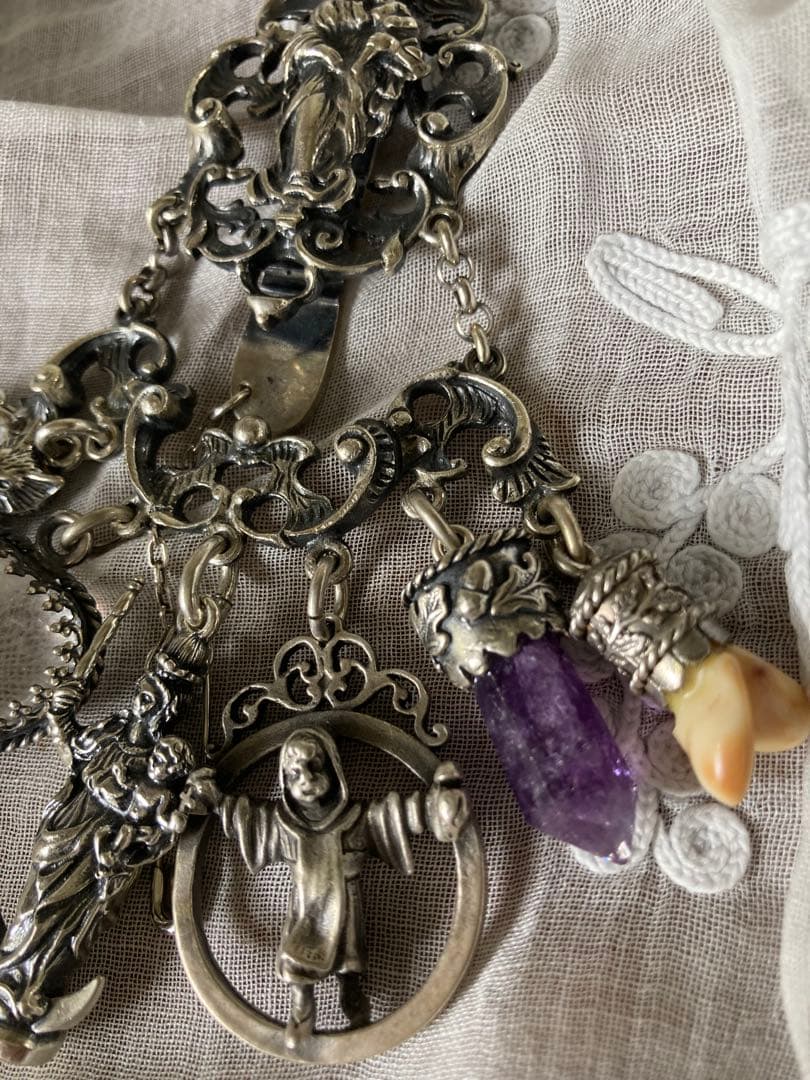 ＊専用ページ＊アンティーク シャトレーン シルバー製 アメジスト水晶 聖母マリア