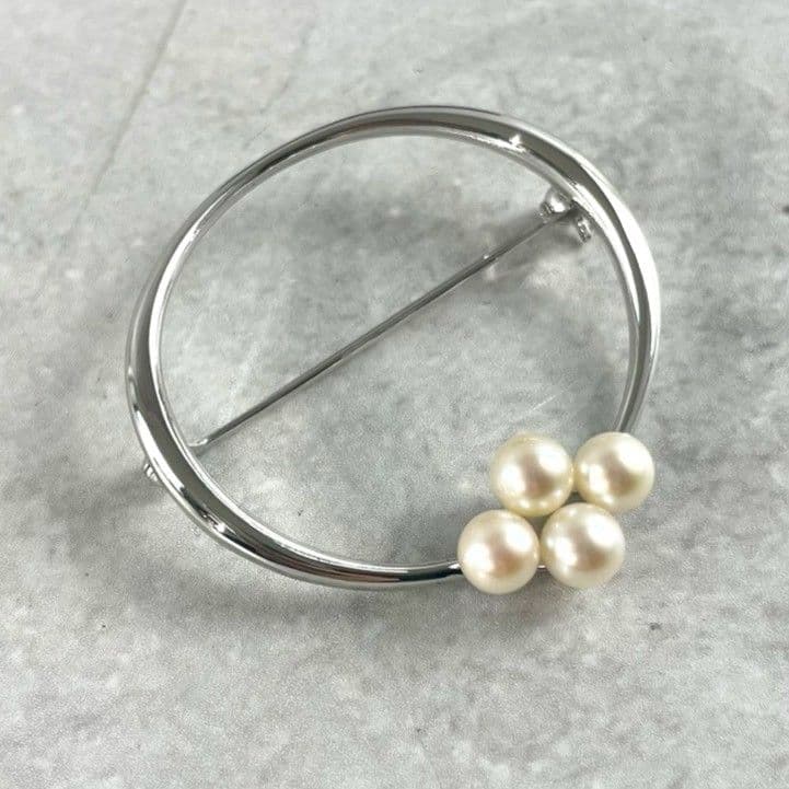 MIKIMOTO ミキモト ブローチ パール 真珠 シルバー SV 4粒