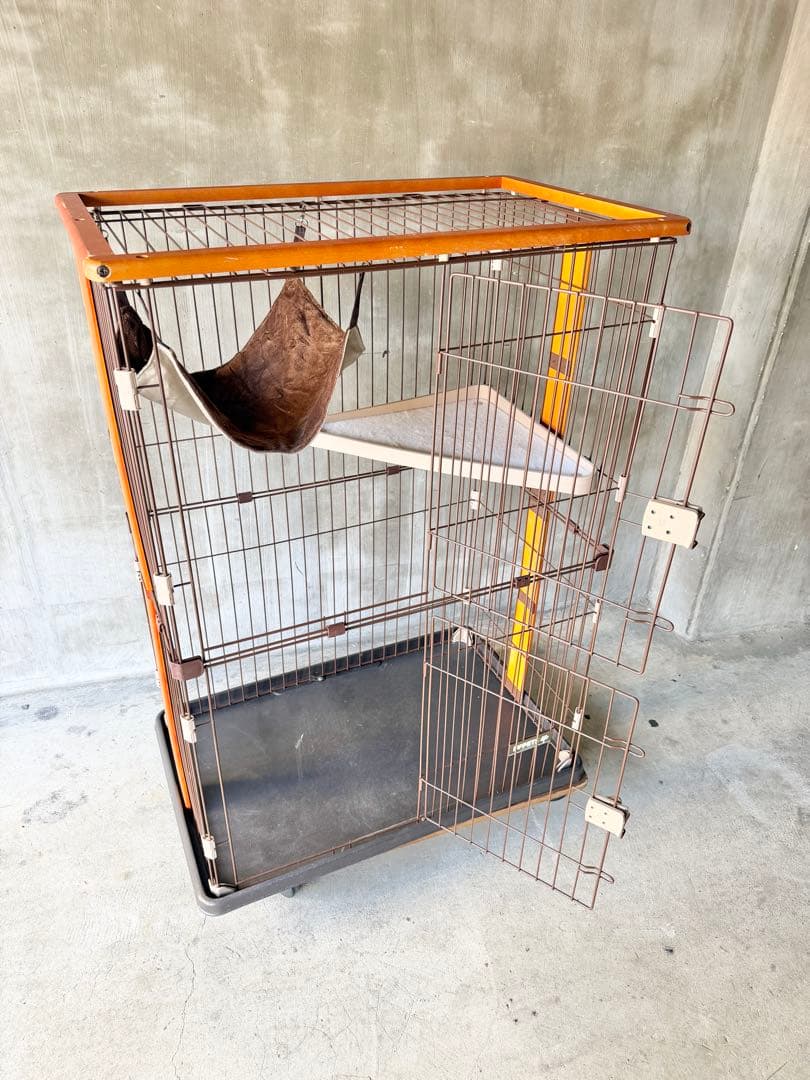 キャットケージ 2段 ハンモック付き ウッド 猫