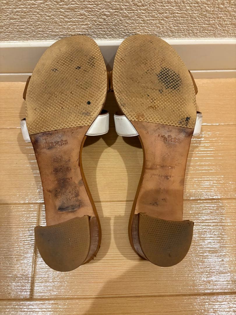 エルメス　オアジス　レザー　バイカラー　ヒール　サンダル　36.5