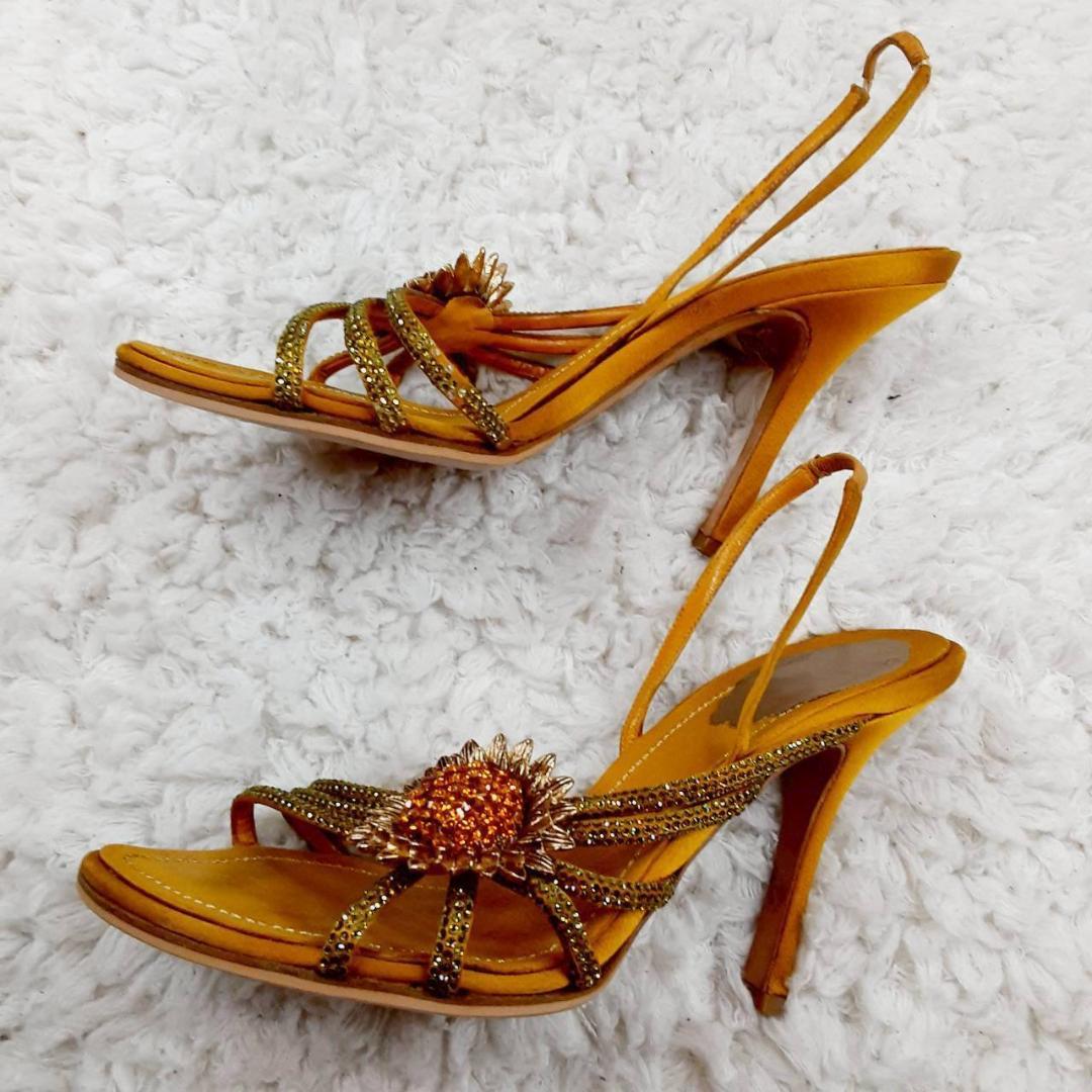 美品 23㎝◎レネカオヴィラ ハイヒールサンダル ゴールド イタリア製