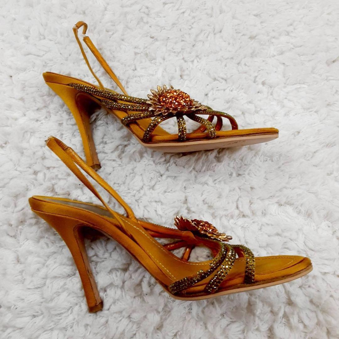 美品 23㎝◎レネカオヴィラ ハイヒールサンダル ゴールド イタリア製