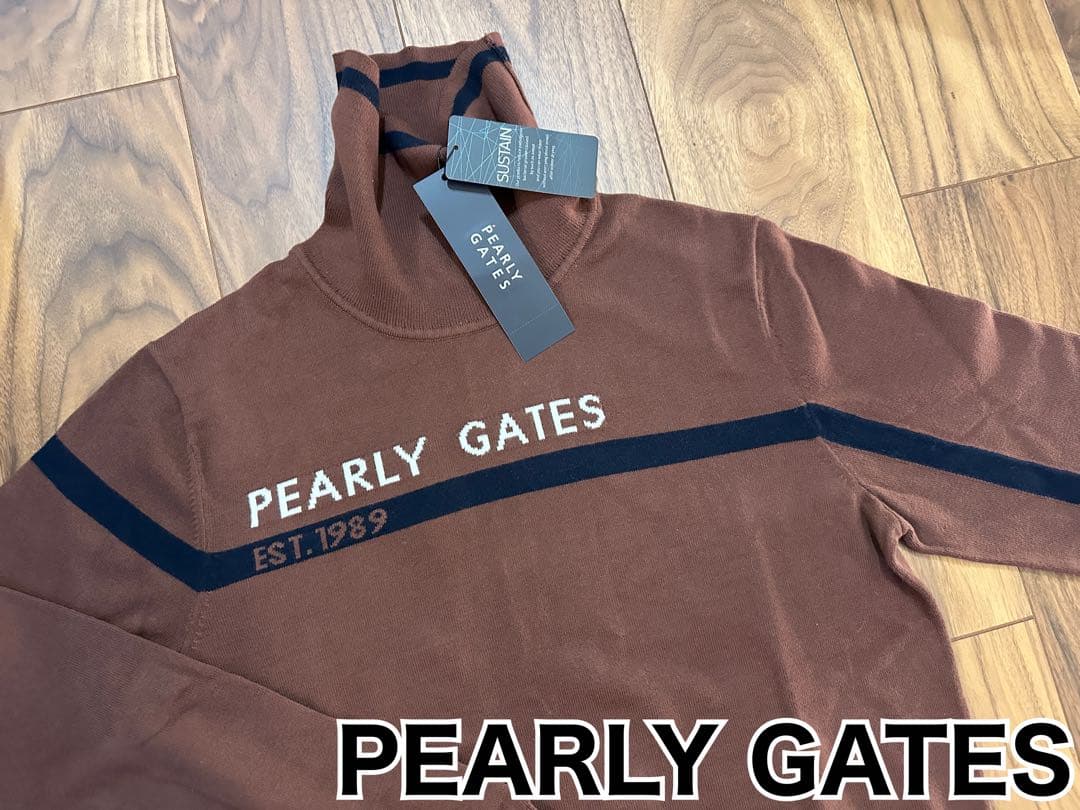 パーリーゲイツ　カシミヤタッチ　タートルネックニット　新品　サイズ５　ブラウン