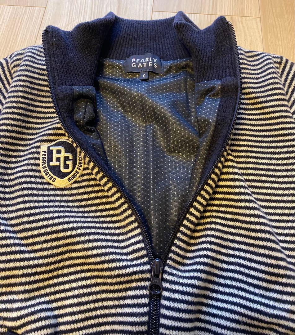 パーリーゲイツ　0サイズ PG ストライプ ジップアップセーター
