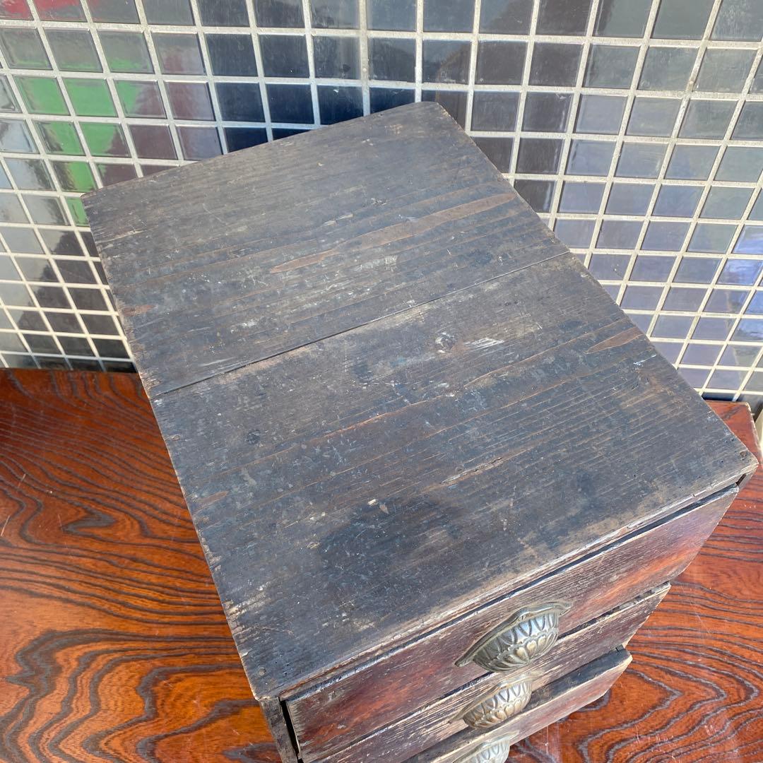 時代物 昭和初期 大正 三段小引き出し 古箪笥 骨董品 古道具 和家具