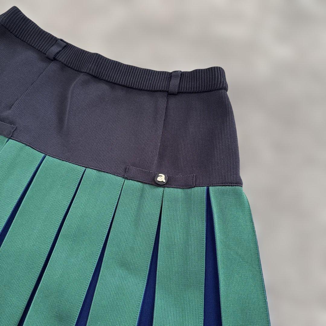 【美品】アルチビオ　ゴルフウエア　ミニスカートプリーツスカート　ネイビーグリーン