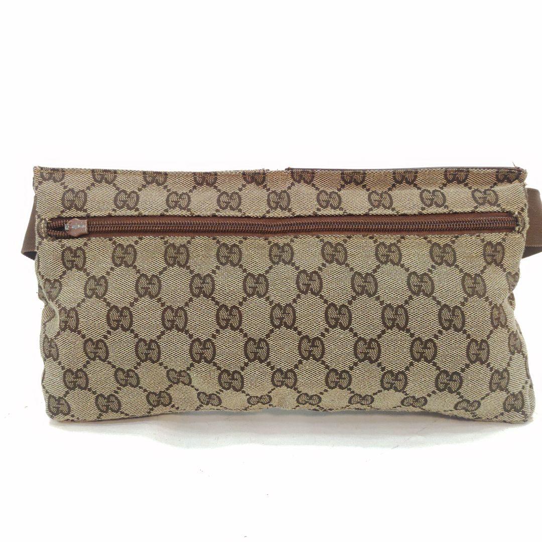 グッチ ボディバッグ ウエストポーチ レザー×キャンバス GG柄 ブラウン