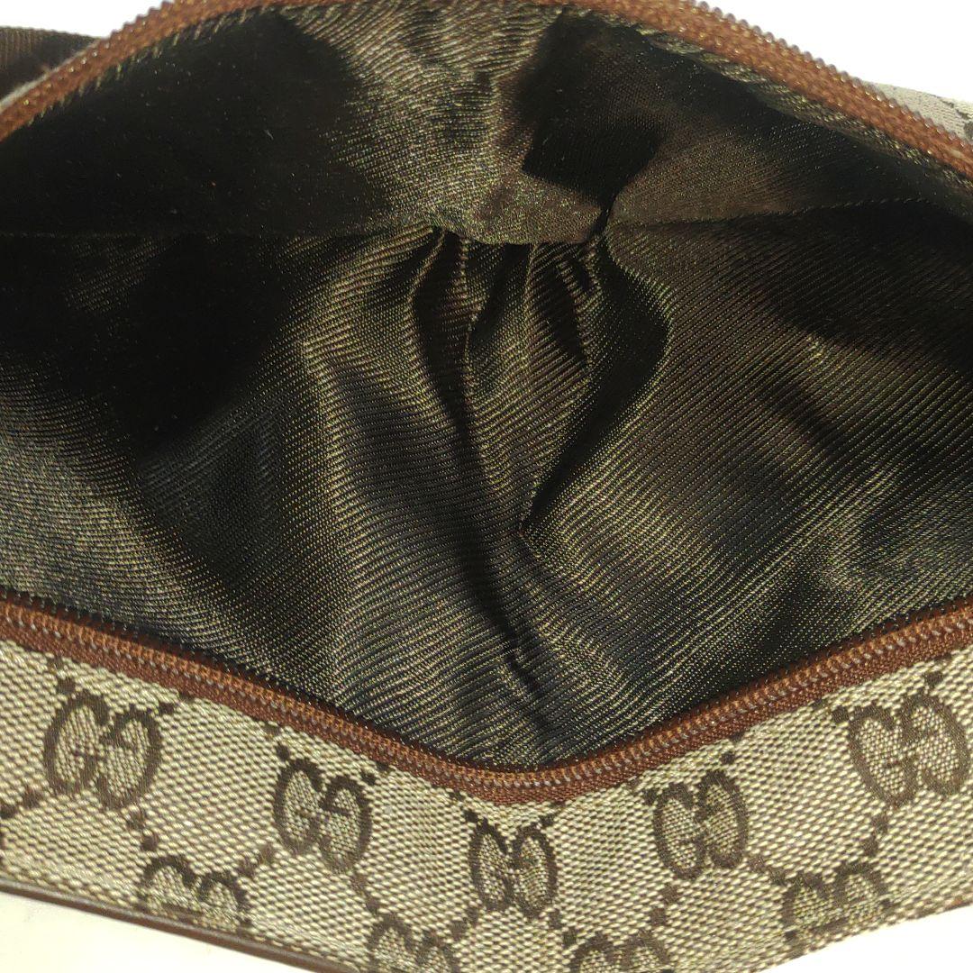 グッチ ボディバッグ ウエストポーチ レザー×キャンバス GG柄 ブラウン