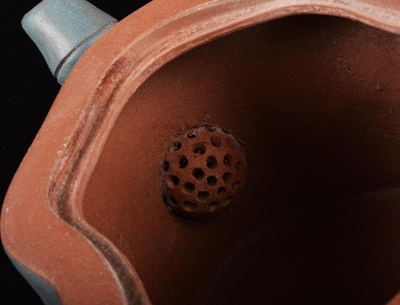 中国　紫砂　朱泥　松竹梅文　急須　茶壷　C　R5449E