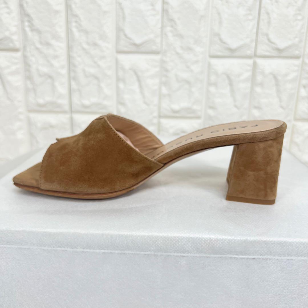 美品♡fabio rusconi スクエアトウミュールサンダル　キャメルスェード