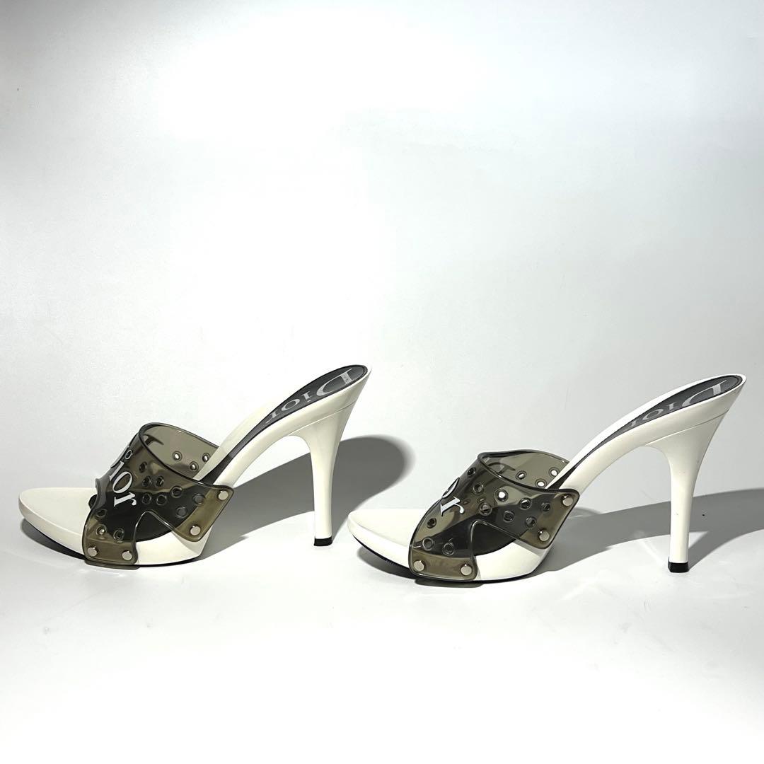 美品✨Dior ミュール パンプス ヒール サンダル ホワイト×ブラック
