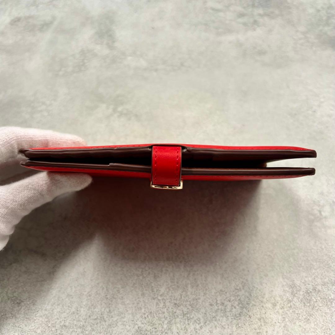 COLE HAAN レッド レザー パスポートウォレット 折り財布 8428