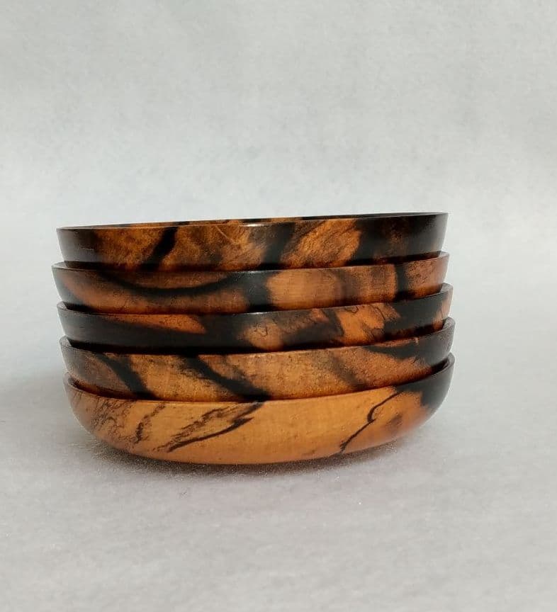 ◆希少◆ 黒柿の 茶托 5客と岳樺瘤茶托1客