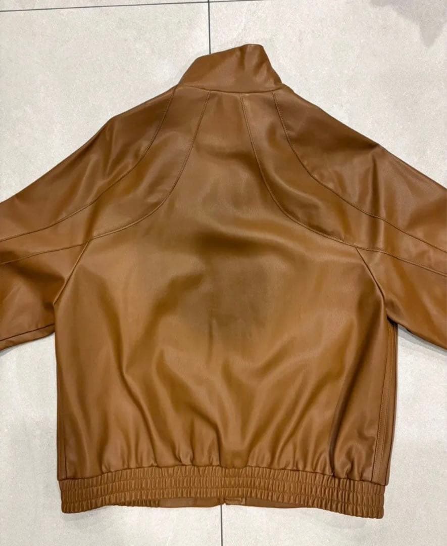 【美品】adidasオリジナル　フェイクレザージャケット　ブラウン　Lサイズ