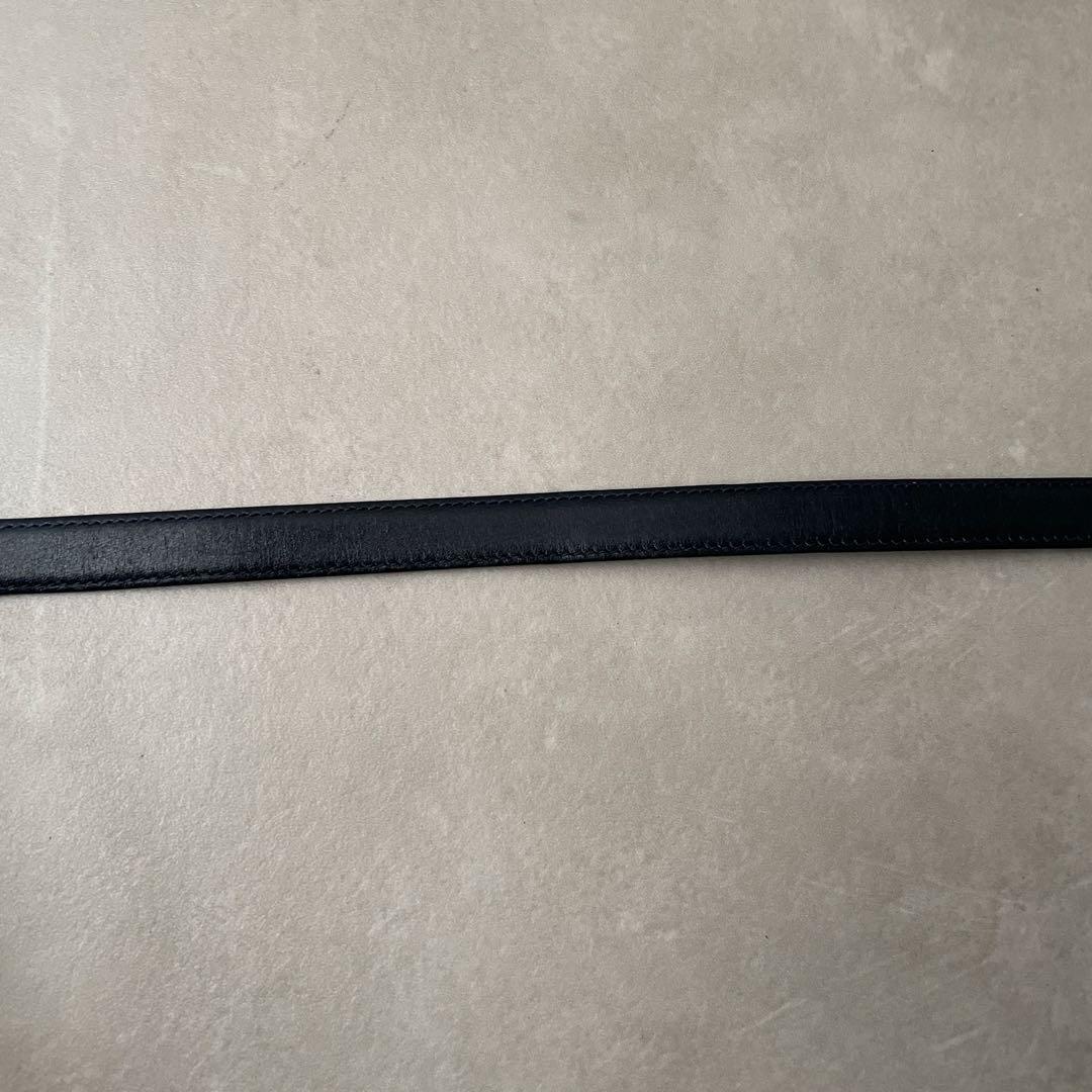 セリーヌ CELINE レザー ベルト トリオンフ金具 プレート ネイビー 65