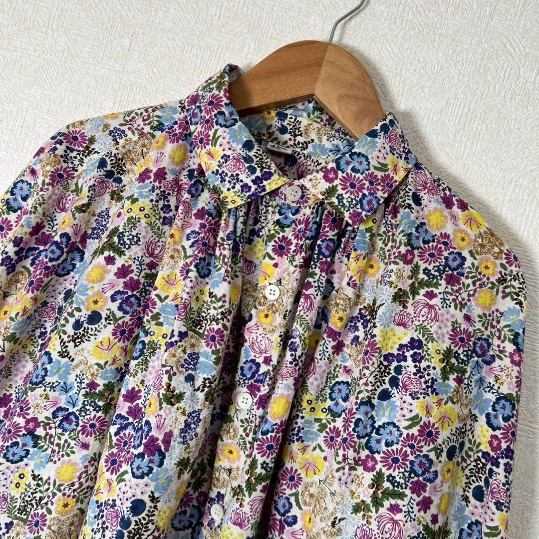 45R インドカディ秋の実プリントのくしゅくしゅブラウス