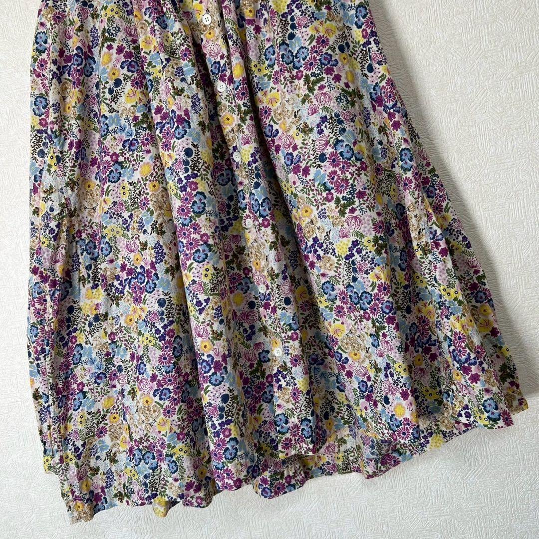 45R インドカディ秋の実プリントのくしゅくしゅブラウス